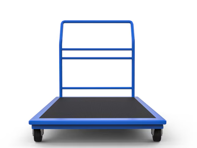 Platform Trolley – Heavy Duty Flat-Bed Trolley with Castor Wheels for Warehouse, Shop and Factory Material Handling, Strong Deck and Foldable Handle